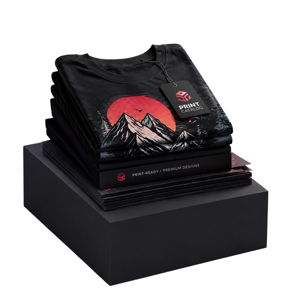 Stack of print-ready t-shirt designs, licensed for commercial sale