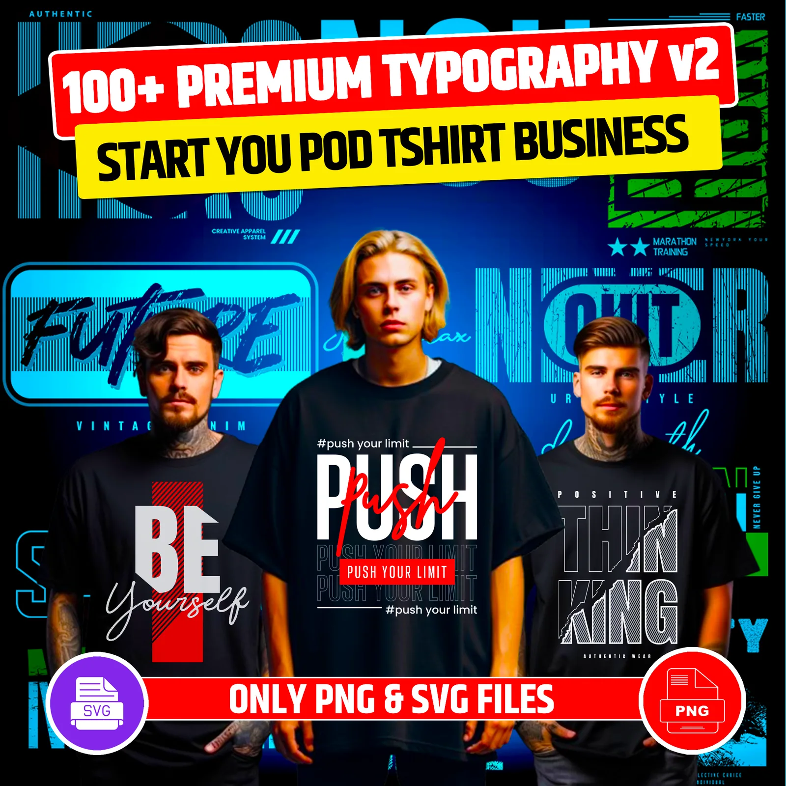 100+ Premium Typography T-Shirt Design V2 — Typography t-shirt design bundle