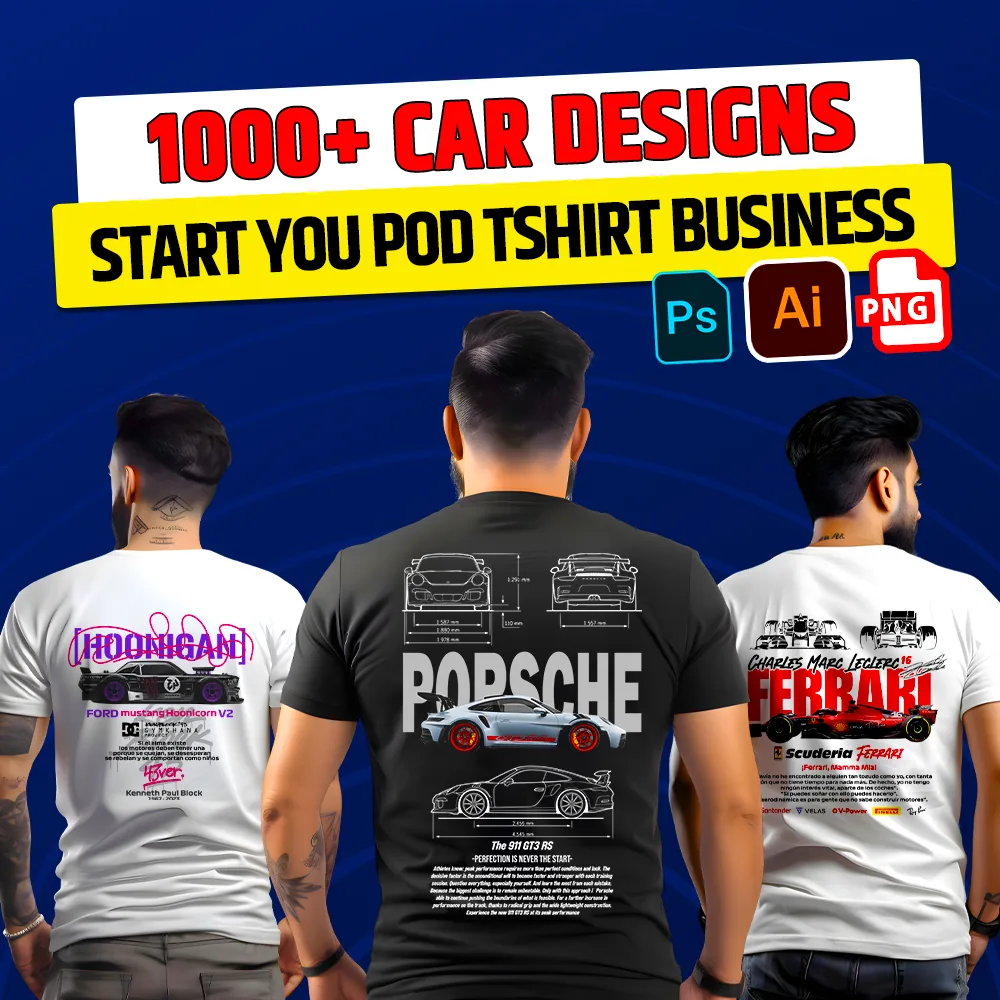 1000+ Premium Car T-Shirt Design Bundle — Car & Bikes t-shirt design bundle