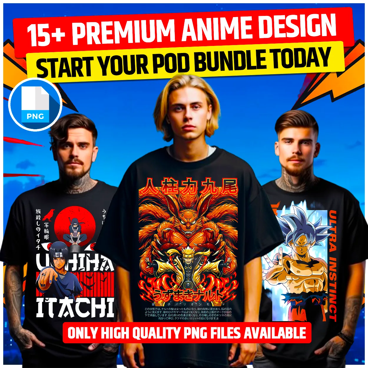 15+ Premium Anime Design Bundle — Anime t-shirt design bundle