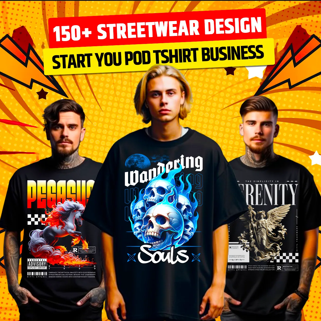 150+ Premium Streetwear Bundle v2 — Streetwear t-shirt design bundle