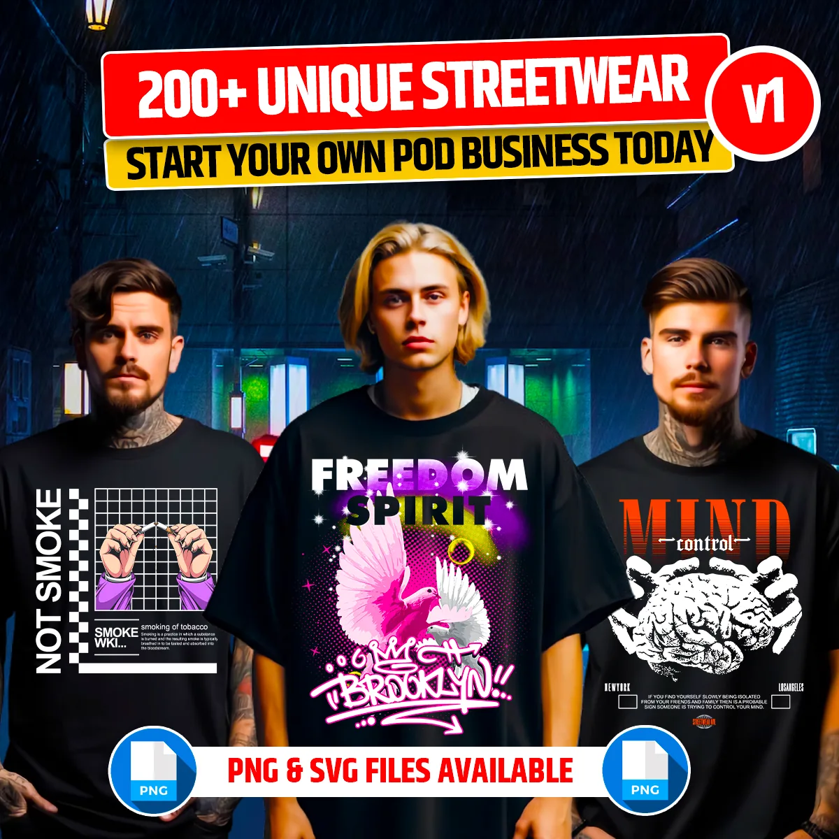 200+ Premium Streetwear Design Bundle — Streetwear t-shirt design bundle