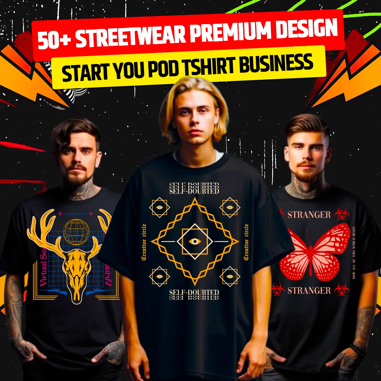 50+ Unique Urban Streetwear Tshirt Design Bundle — Streetwear t-shirt design bundle