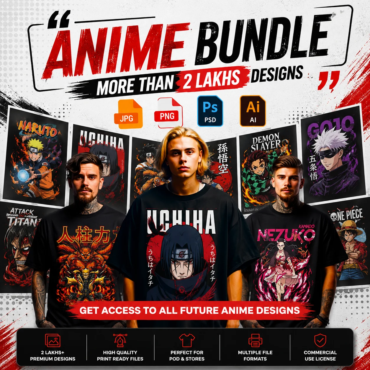 Unlimited Anime Bundle for POD — Anime t-shirt design bundle