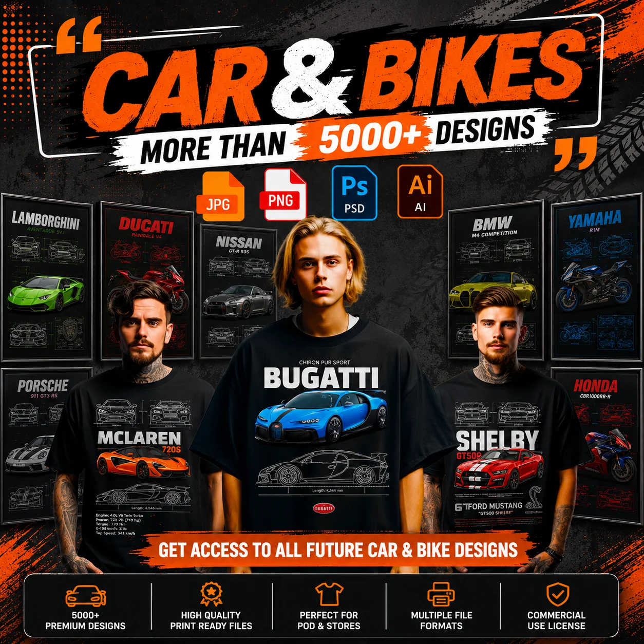 Unlimited Car & Bike Design Bundle — Car & Bikes t-shirt design bundle