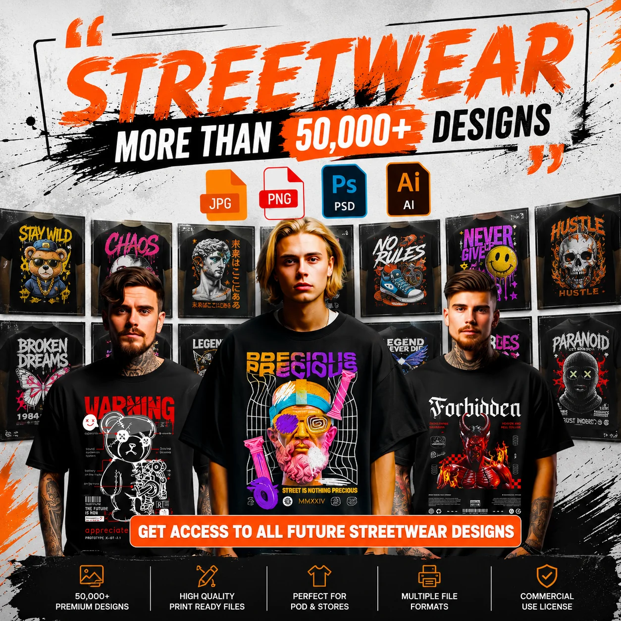 Unlimited Editable Streetwear Art Bundle — Streetwear t-shirt design bundle