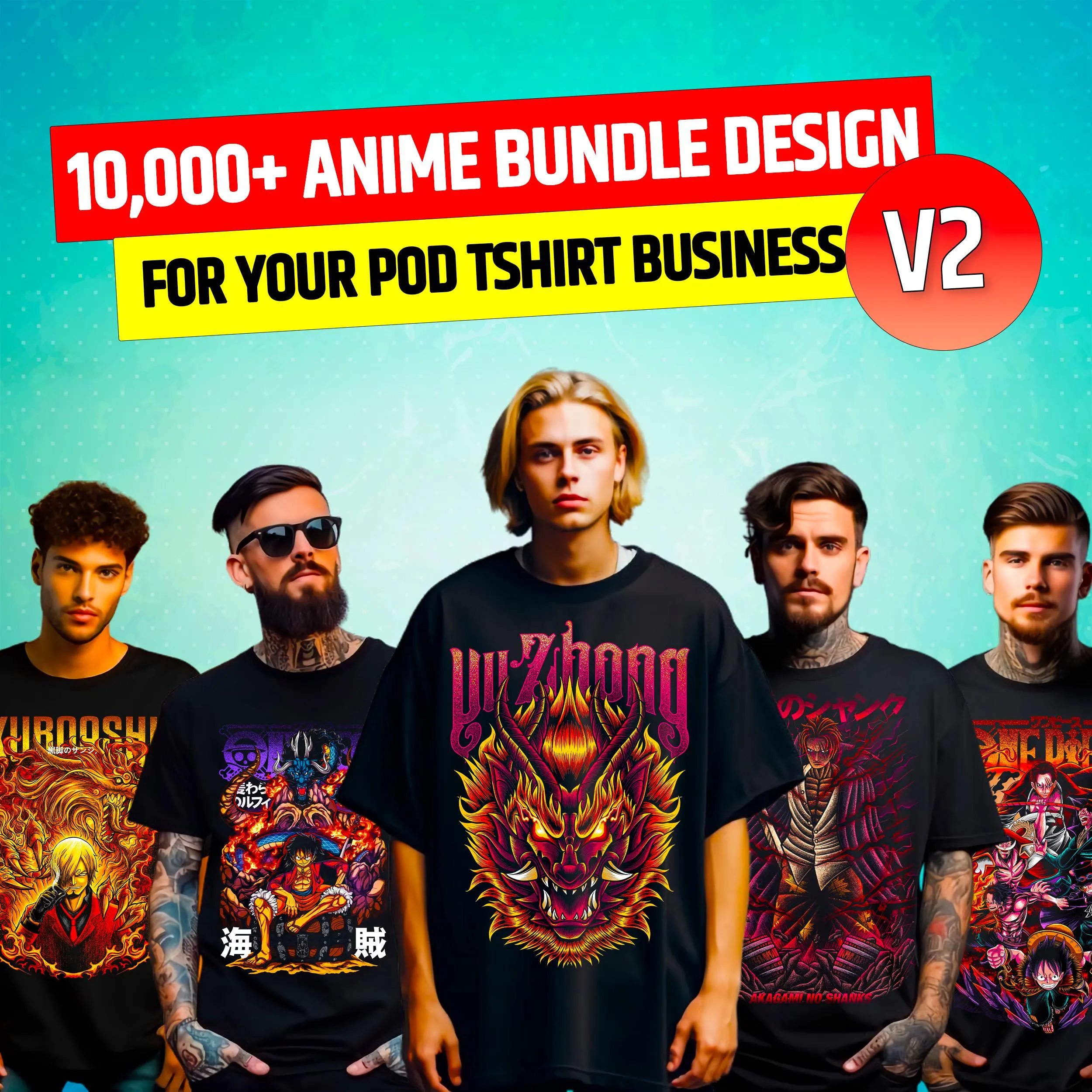 10,000+ Anime T Shirt Design Bundle V2, Colorful Tshirt Designs, TShirt Sublimation Bundle, TShirt Designs For Men & Woman, Digital Download