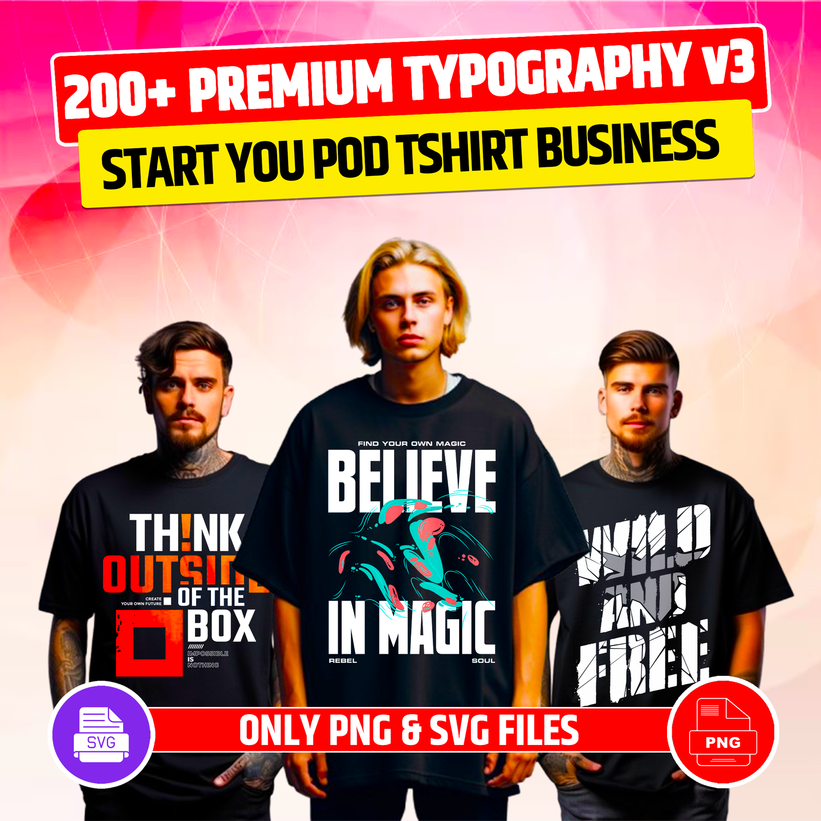 200+ Typography Design Bundle for POD Tshirt Business