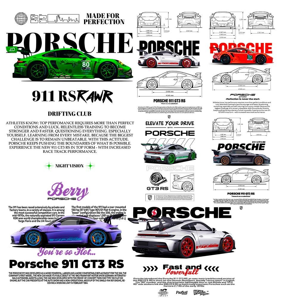 10 png PORSCHE Premium Sports Car T-shirt Design, High Quality, Transparent Background, Sublimation, DTF, Instant Download Demo 2