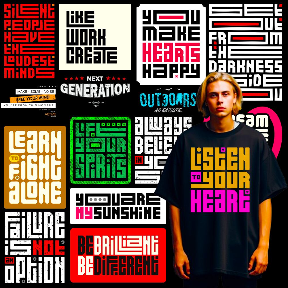 200+ Typography Design Bundle for POD Tshirt Business Demo 4