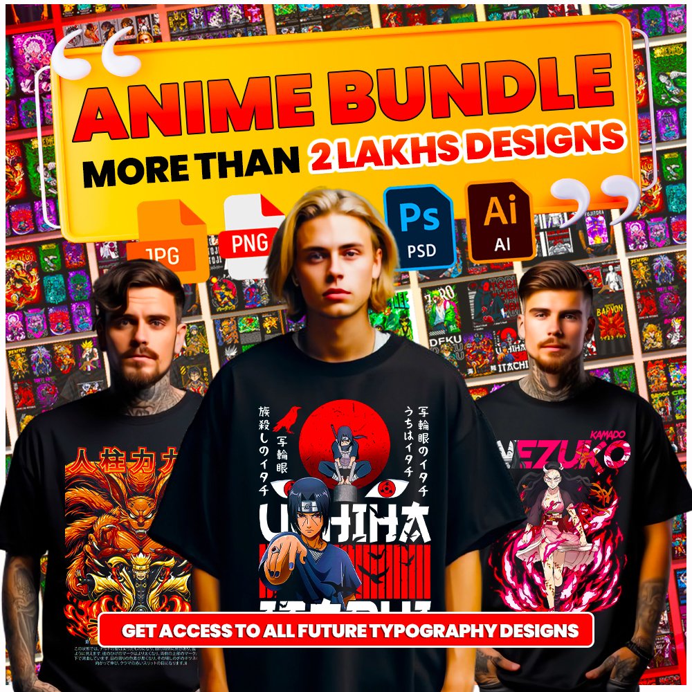 Anime Bundle for POD Business Tshirt Design Bundle