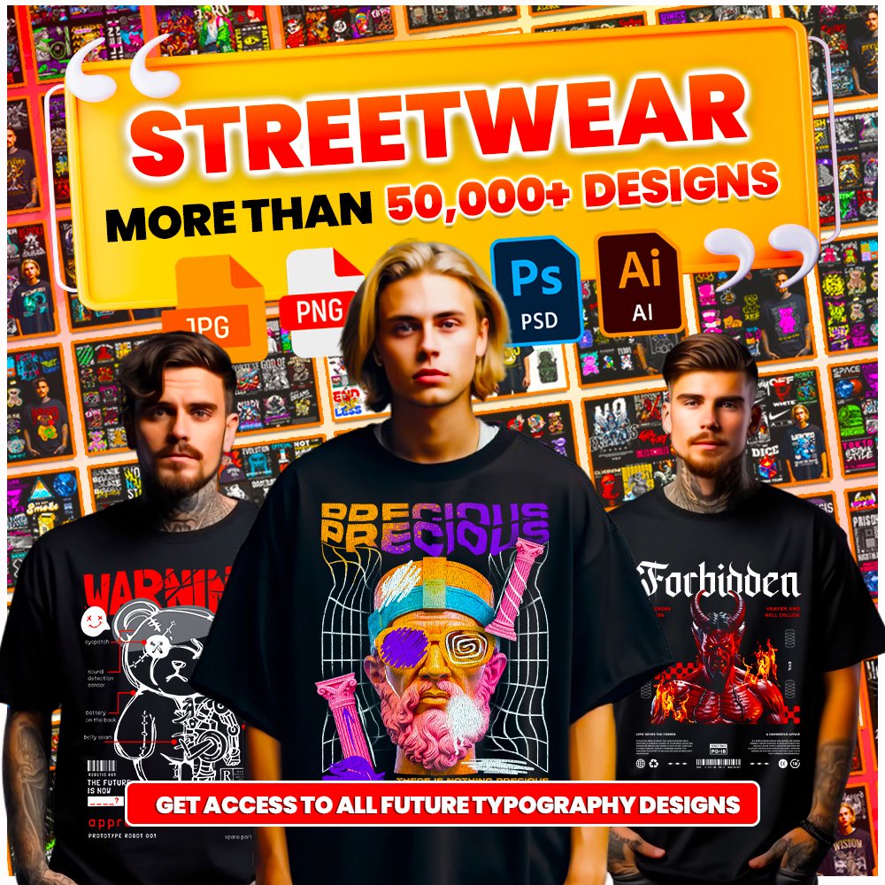 Streetwear Tshirt Design Bundle for POD Business